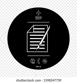 Sheet of paper and pen icon. Graphic elements for your design