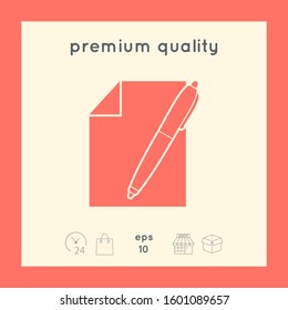 Sheet of paper and pen icon. Graphic elements for your design