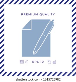 Sheet of paper and pen icon. Graphic elements for your design