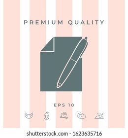 Sheet of paper and pen icon. Graphic elements for your design