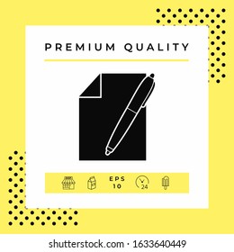 Sheet of paper and pen icon. Graphic elements for your design