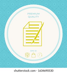 Sheet of paper and pen icon. Graphic elements for your design