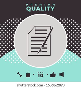 Sheet of paper and pen icon. Graphic elements for your design