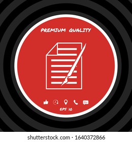 Sheet of paper and pen icon. Graphic elements for your design