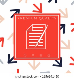 Sheet of paper and pen icon. Graphic elements for your design