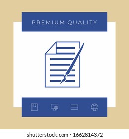 Sheet of paper and pen icon. Graphic elements for your design
