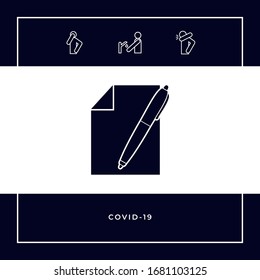 Sheet of paper and pen icon. Graphic elements for your design