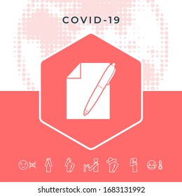 Sheet of paper and pen icon. Graphic elements for your design