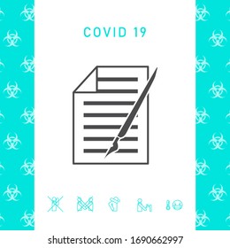 Sheet of paper and pen icon. Graphic elements for your design
