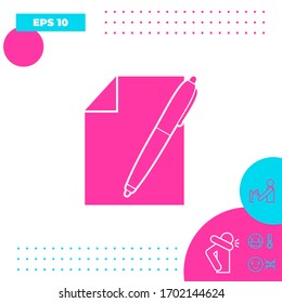 Sheet of paper and pen icon. Graphic elements for your design