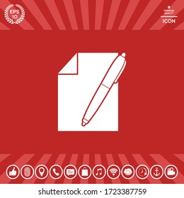 Sheet of paper and pen icon. Graphic elements for your design