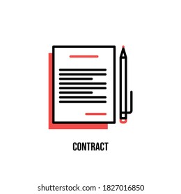 Una hoja de papel y un bolígrafo. Firma de un contrato