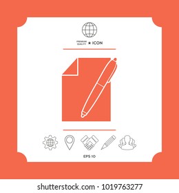 Sheet of paper and pen symbol icon