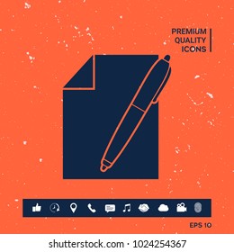 Sheet of paper and pen symbol icon