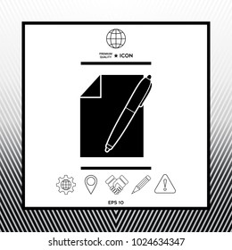 Sheet of paper and pen symbol icon