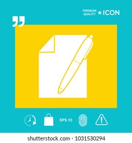 Sheet of paper and pen symbol icon