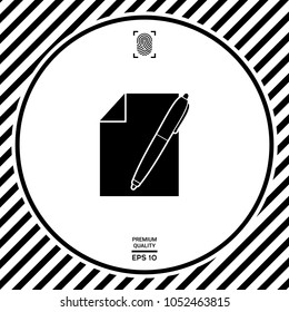Sheet of paper and pen symbol icon