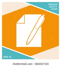 Sheet of paper and pen symbol icon