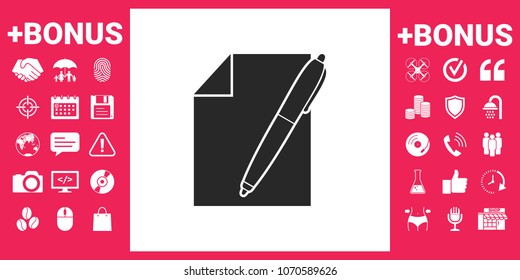 Sheet of paper and pen symbol icon