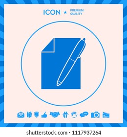 Sheet of paper and pen symbol icon