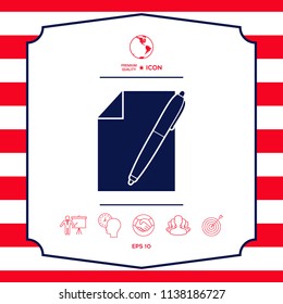 Sheet of paper and pen symbol icon