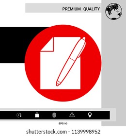Sheet of paper and pen symbol icon