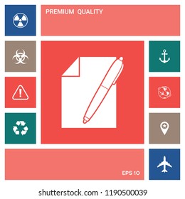 Sheet of paper and pen symbol icon