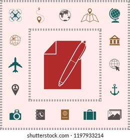 Sheet of paper and pen symbol icon