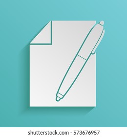Sheet of paper and pen symbol icon
