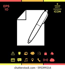 Sheet of paper and pen symbol icon
