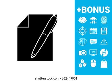 Sheet of paper and pen symbol icon