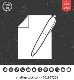 Sheet of paper and pen symbol icon