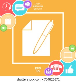 Sheet of paper and pen symbol icon