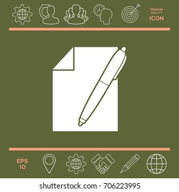 Sheet of paper and pen symbol icon