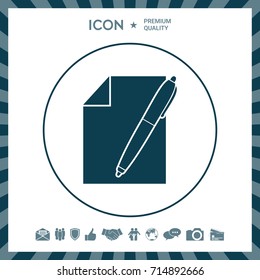 Sheet of paper and pen symbol icon