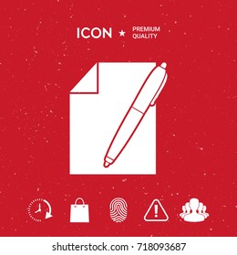 Sheet of paper and pen symbol icon