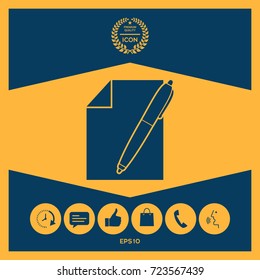 Sheet of paper and pen symbol icon