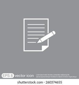 Sheet Of Paper And Pen. Vector Icon. Vector Icon