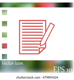 Sheet of paper and a pen to write, icon