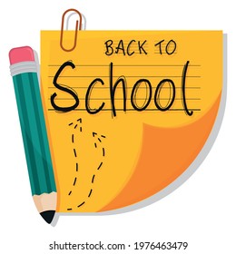 Sheet of paper and pencil Back to school Vector illustration