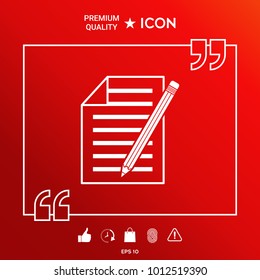 Sheet of paper and pencil icon