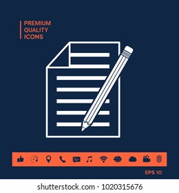 Sheet of paper and pencil icon