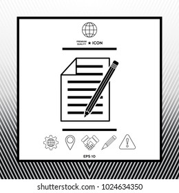 Sheet of paper and pencil icon
