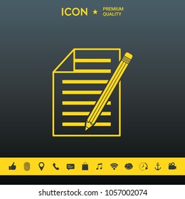 Sheet of paper and pencil icon
