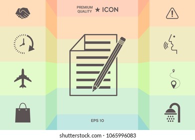 Sheet of paper and pencil icon