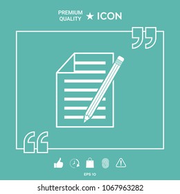 Sheet of paper and pencil icon