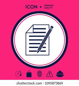 Sheet of paper and pencil icon