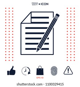 Sheet of paper and pencil icon