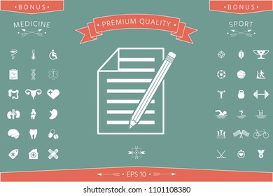 Sheet of paper and pencil icon