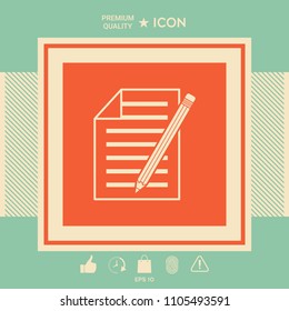 Sheet of paper and pencil icon